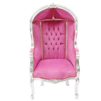 Casa Padrino Barock Kinder Thron Sessel Rosa / /ilber - Ballon Sessel Barock Möbel