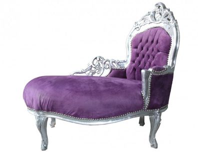 Casa Padrino Barock Kinder Chaiselongue Lila/Silber - Kindermöbel