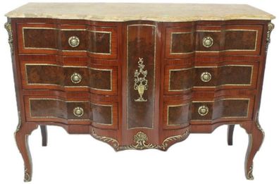 Casa Padrino Barock Kommode Braun / Gold / Creme 130 x 50 x H. 90 cm - Handgefertigte