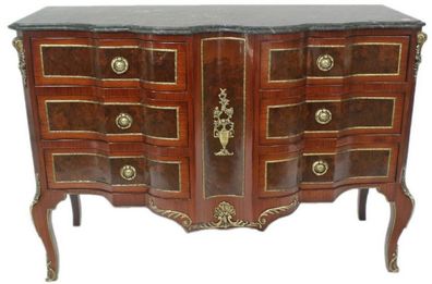 Casa Padrino Barock Kommode Braun / Gold / Grün 130 x 50 x H. 90 cm - Handgefertigte