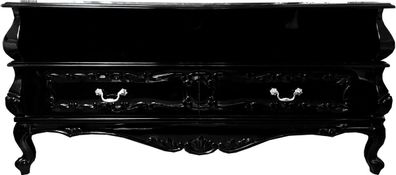 Casa Padrino Barock TV Sideboard Schwarz mit Schubladen 140 x 47 x H 65 cm - Wohnzimm