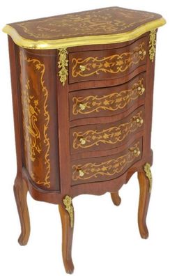 Casa Padrino Barock Kommode Dunkelbraun / Gold 50 x 30 x H. 80 cm - Handgefertigte Ma