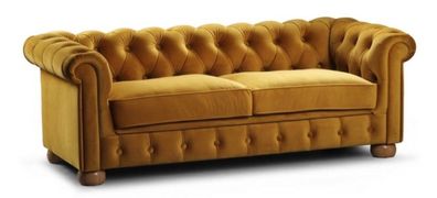 Casa Padrino Luxus Chesterfield Kindersofa Ocker / Hellbraun 152 x 67 x H. 53 cm - Ch