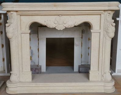 Casa Padrino Luxus Barock Kaminumrandung Beige 150 x 35 x H. 120 cm - Barockstil Kami