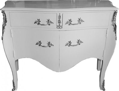 Casa Padrino Barock Kommode Weiß mit 2 Schubladen und 2 Türen 140 cm - Handgefertigt