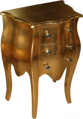 Casa Padrino Barock Kommode Gold H 70 cm, B 50 cm Mod2 - Nachttisch Schrank mit 3 Sch