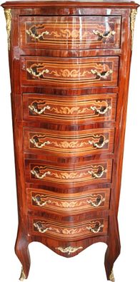 Casa Padrino Barock Kommode Mahagoni Intarsien mit 7 Schubladen 123 x 47 x 35 cm - An