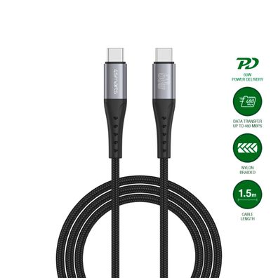 4smarts USB-C Kabel PrimeCord 60W 1,5m, schwarz