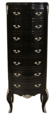 Casa Padrino Barock Kommode Schwarz mit 7 Schubladen H 120cm - Antik Stil