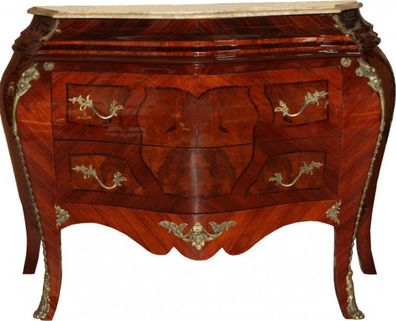 Casa Padrino Barock Kommode Braun mit cremefarbener Marmorplatte 3 Schubladen Mod3