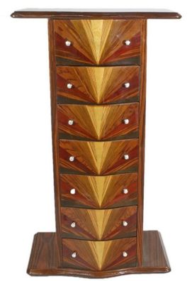 Casa Padrino Art Deco Mahagoni Kommode mit 7 Schubladen und Ablagefläche Braun 70 x 4