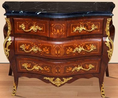 Casa Padrino Barock Kommode Braun / Gold / Schwarz 120 x 50 x H. 85 cm - Handgefertig