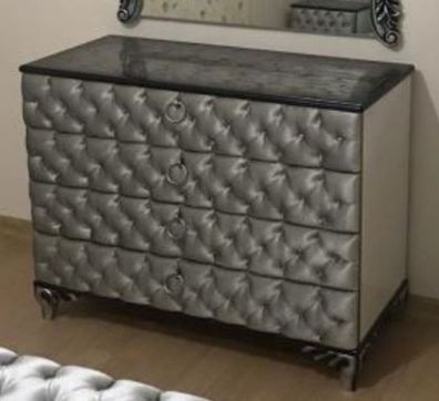 Casa Padrino Barock Kommode Silber 100 x 45 x H. 90 cm - Massivholz Schlafzimmer Komm