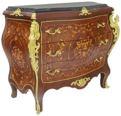 Casa Padrino Barock Kommode Braun / Gold / Schwarz 120 x 50 x H. 100 cm - Handgeferti