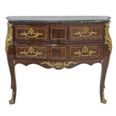 Casa Padrino Barock Kommode Braun mit grüner Marmorplatte 120 cm Handgefertigt - Baro
