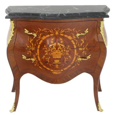 Casa Padrino Barock Kommode Braun / Gold / Schwarz 95 x 45 x H. 85 cm - Handgefertigt