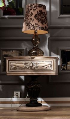 Casa Padrino Luxus Barock Nachtkommode Naturfarben / Schwarz / Gold - Handgefertigter