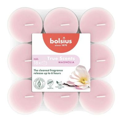 Duft-Teelichter, Magnolie, True Scents, Bolsius, Ø39 mm, Brenndauer ca. 6h, 18 Stück