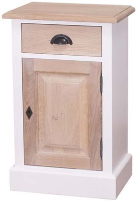 Casa Padrino Landhausstil Schlafzimmer Kommode Weiß / Naturfarben 47 x 32 x H. 75 cm