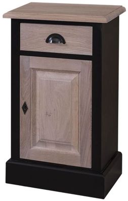 Casa Padrino Landhausstil Schlafzimmer Kommode Schwarz / Naturfarben 47 x 32 x H. 75