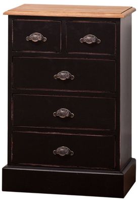 Casa Padrino Landhausstil Schlafzimmer Kommode Antik Stil Schwarz / Naturfarben 51 x
