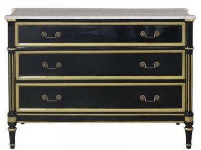Casa Padrino Luxus Barock Kommode mit 3 Schubladen und Marmorplatte Schwarz / Gold