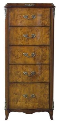 Casa Padrino Luxus Barock Kommode mit 5 Schubladen Hellbraun / Braun 56 x 36 x H. 128
