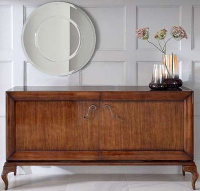 Casa Padrino Luxus Neoklassik Kommode mit 2 Türen Braun 187 x 52 x H. 95 cm - Massivh