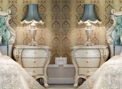 Casa Padrino Luxus Barock Nachtkommoden Set Creme / Gold 60 x 55 x H. 68 cm - Prunkvo
