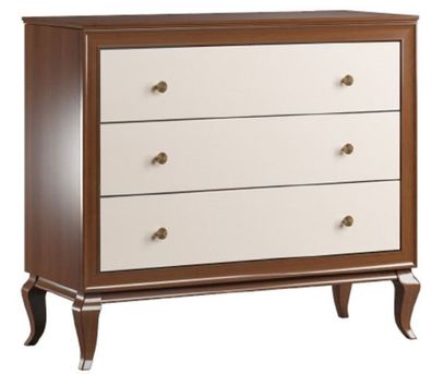 Casa Padrino Luxus Art Deco Massivholz Kommode mit 3 Schubladen Dunkelbraun / Cremefa