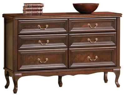 Casa Padrino Luxus Jugendstil Massivholz Kommode mit 6 Schubladen Dunkelbraun 135 x 4