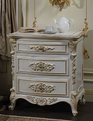 Casa Padrino Luxus Barock Nachtkommode Weiß / Gold 56 x 39 x H. 72 cm - Prunkvoller B