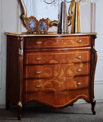 Casa Padrino Luxus Barock Kommode Dunkelbraun / Gold - Mahagoni Schrank mit Sekretär