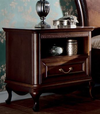 Casa Padrino Luxus Jugendstil Nachtkommode Dunkelbraun 60 x 45,6 x H. 60,8 cm - Elega