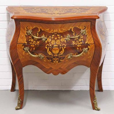 Casa Padrino Barock Kommode mit 2 Schubladen in braun Intarsien / messing 80 x 50 x H