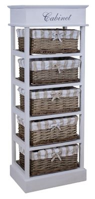 Casa Padrino Landhausstil Kommode Weiß / Naturfarben 38 x 28 x H. 104 cm - Handgefert
