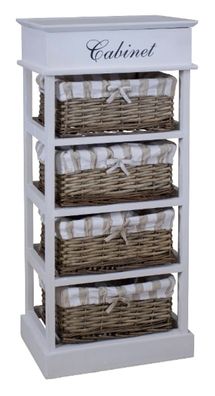 Casa Padrino Landhausstil Kommode Weiß / Naturfarben 38 x 28 x H. 86 cm - Handgeferti