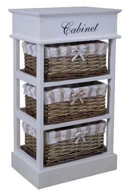 Casa Padrino Landhausstil Kommode Weiß / Naturfarben 38 x 28 x H. 70 cm - Handgeferti