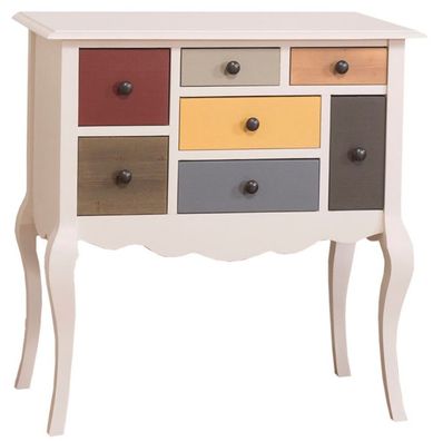 Casa Padrino Landhausstil Kommode Cremefarben / Mehrfarbig 80 x 48 x H. 82 cm - Landh