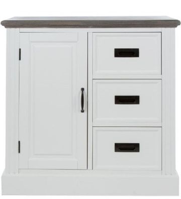 Casa Padrino Landhausstil Kommode mit Tür und 3 Schubladen Weiß / Grau 80 x 40 x H. 8