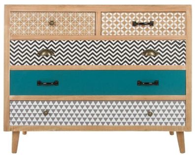 Casa Padrino Luxus Kommode mit 5 Schubladen Naturfarben / Mehrfarbig 90 x 40 x H. 80