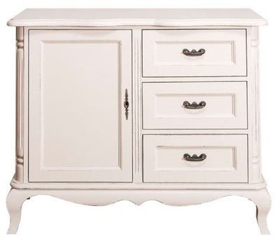 Casa Padrino Landhausstil Kommode mit Tür und 3 Schubladen Antik Hellgrau 110 x 48 x