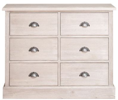 Casa Padrino Landhausstil Kommode mit 6 Schubladen Grau 100 x 35 x H. 80 cm - Landhau