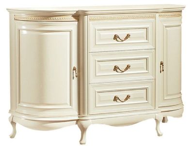 Casa Padrino Luxus Barock Kommode Creme / Gold 128,4 x 46,7 x H. 87,7 cm - Prunkvolle
