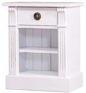 Casa Padrino Landhausstil Nachttisch mit Schublade und Regal Antik Weiß 49 x 33 x H