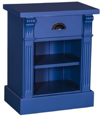Casa Padrino Landhausstil Nachttisch mit Schublade und Regal Blau 49 x 33 x H. 60 cm