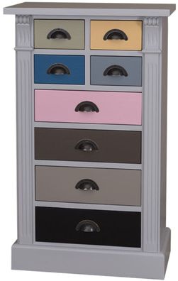 Casa Padrino Landhausstil Massivholz Kommode mit 8 Schubladen Grau / Mehrfarbig 60 x