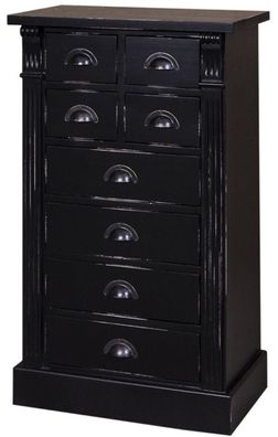 Casa Padrino Landhausstil Massivholz Kommode mit 8 Schubladen Antik Schwarz 60 x 36 x