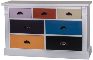 Casa Padrino Landhausstil Kommode mit 7 Schubladen Hellgrau / Mehrfarbig 122 x 41 x H