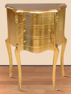 Casa Padrino Barock Nachtkommode Gold - Massivholz Nachttisch - Beistelltisch mit 3 S